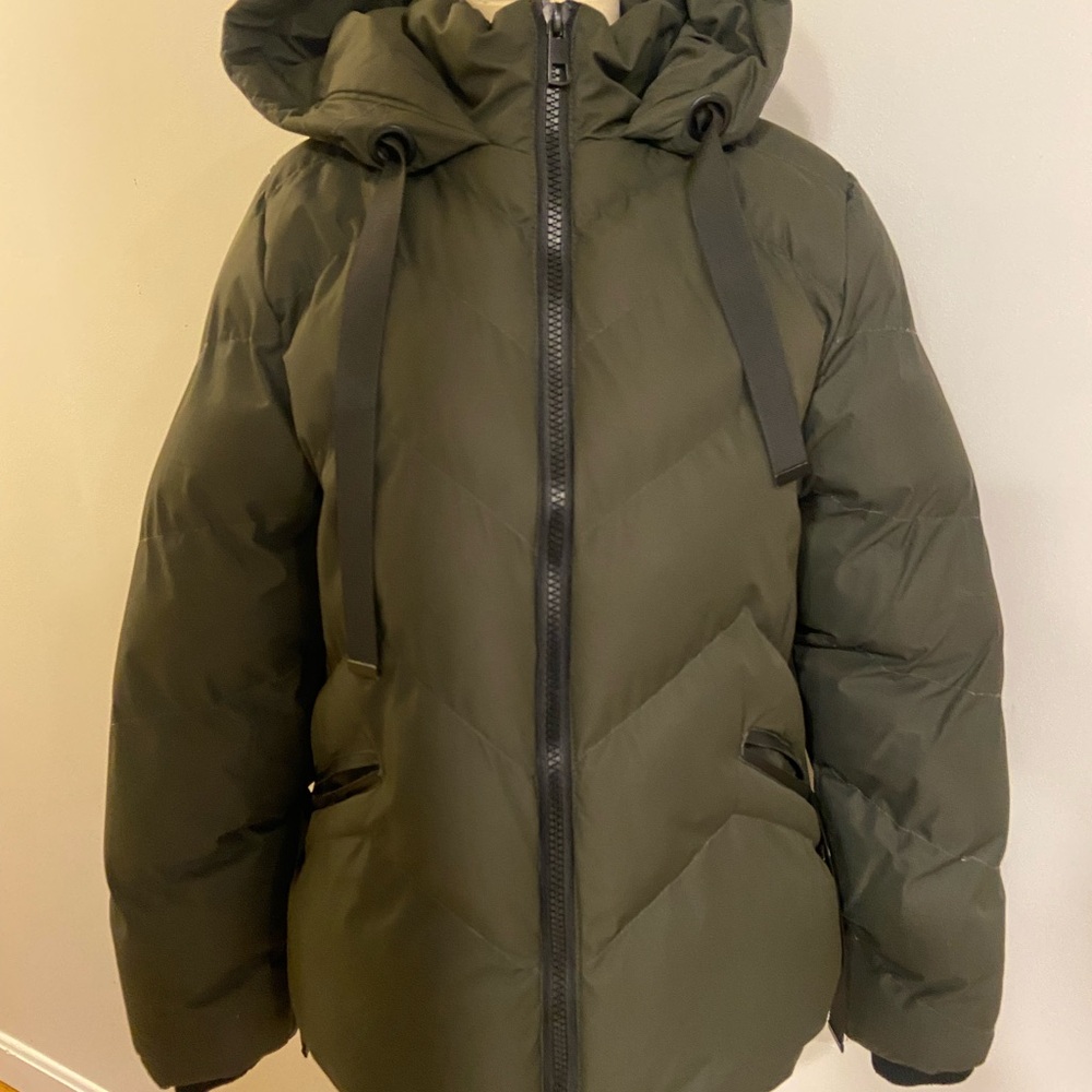Saint & Sinner Olive Green Puffer Jacket with Hood